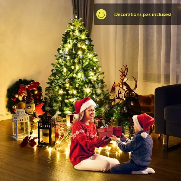 Sapin de Noël Artificiel 183 Cm 1355 Branches Décoration de Noël pour Fête Magasin Extérieur en Pvc et Socle en Métal
