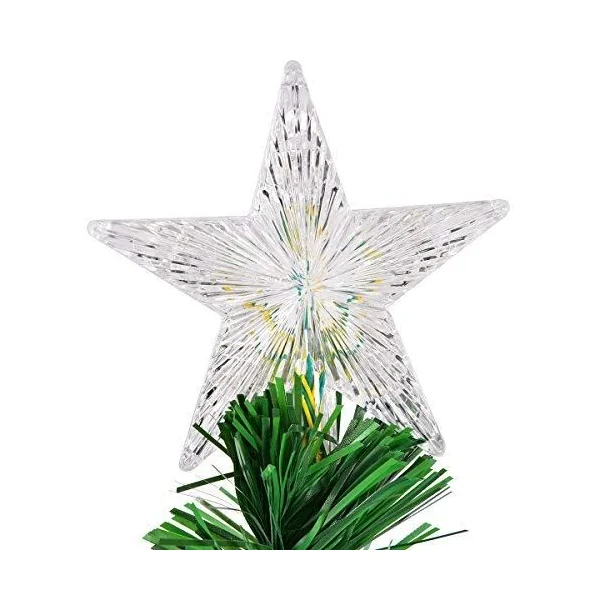 Sapin de Noël Artificiel 210 cm avec Lumières LED multicolores et Pied Arbre de Noël en PVC plastique métal, vert
