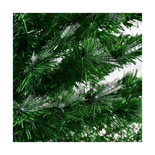 Sapin de Noël Artificiel 210 cm avec Lumières LED multicolores et Pied Arbre de Noël en PVC plastique métal, vert