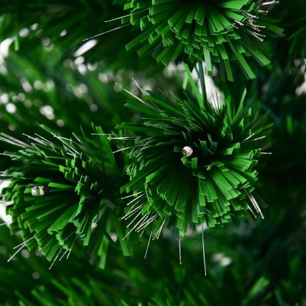 Sapin de Noël Artificiel 210cm 280 Branches Lumières LED à Variation de 6 Couleurs, avec étoile à la cime et pied