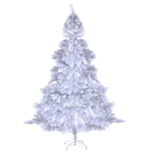 Sapin de Noël Artificiel 210cm pour Décoration de Noël 950 branches, Matériau PVC avec Pied en Métal, Blanc