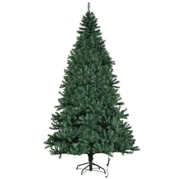 Sapin de Noël Artificiel 270cm Arbre de Noël, Lumières LED multicolore, Pied en Métal 60cm, en PVC, Vert
