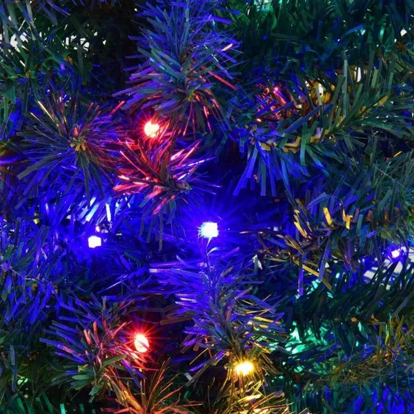 Sapin de Noël Artificiel 270cm Arbre de Noël, Lumières LED multicolore, Pied en Métal 60cm, en PVC, Vert