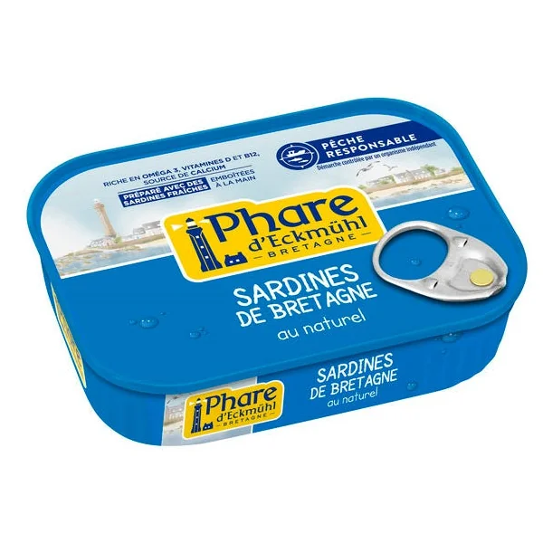 Sardines de bretagne au naturel 95g net égoutté