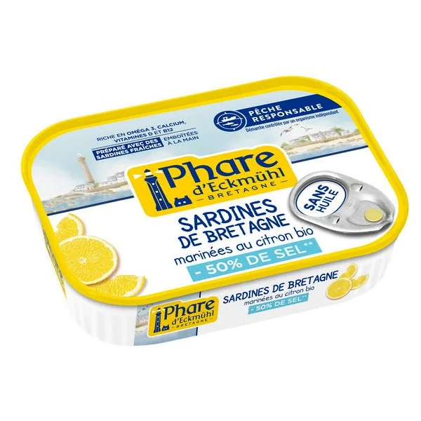 Sardines sans huile citron hyposodé 115g