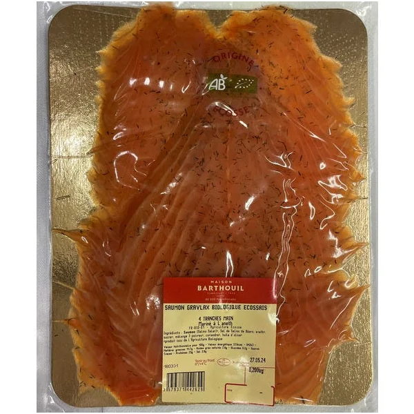 Saumon gravlax mariné aneth tranches (4) 200g