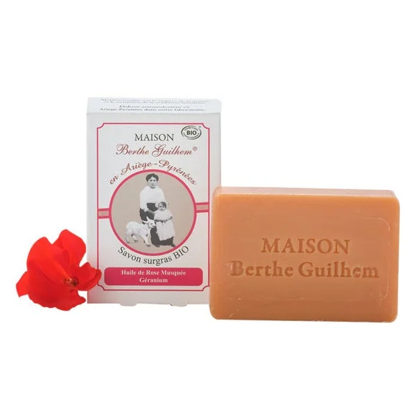 Savon au lait de chèvre - rose musquée géranium 100g