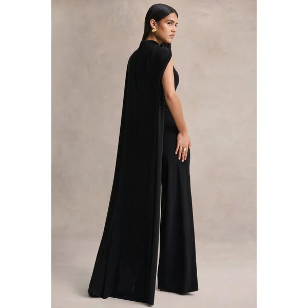 Seema | Combinaison noire à col montant avec cape