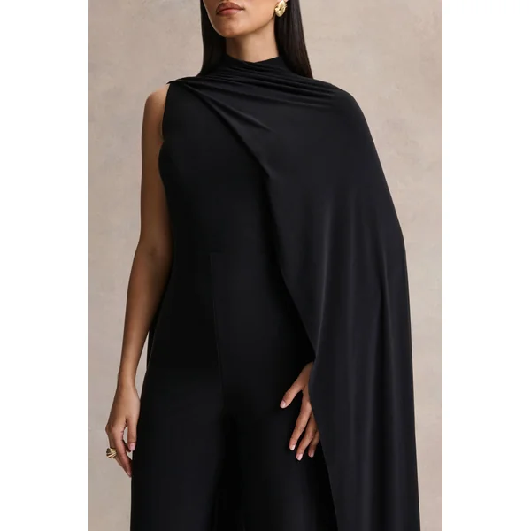 Seema | Combinaison noire à col montant avec cape