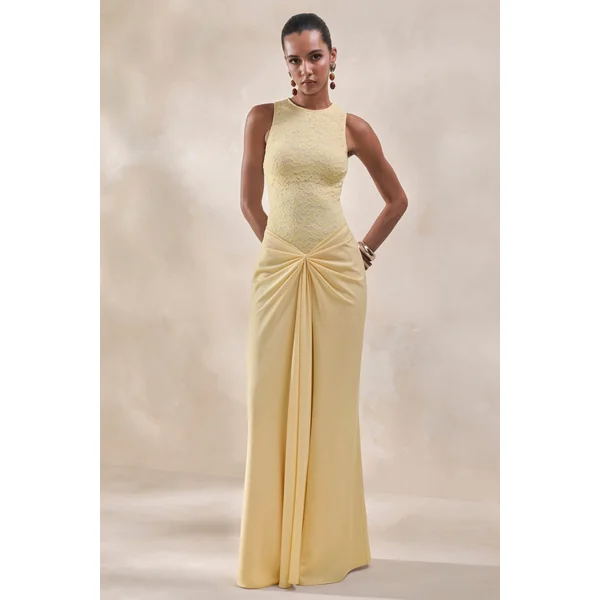 Serale | Body Jaune Citron en Dentelle à Col Dos Nu