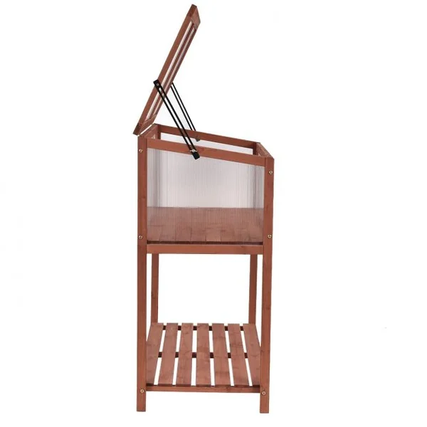 Serre de Jardin pour Plantes et Fleurs Etagère de Rangement Protection Anti-UV en Bois de Sapin, 90x50x105cm, Marron