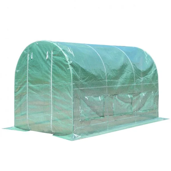 Serre jardin Tunnel 18m2/7m2 PE Serre à tomates en Acier Antirouille avec Zip recto-verso Anti-UV Imperméable -style 1
