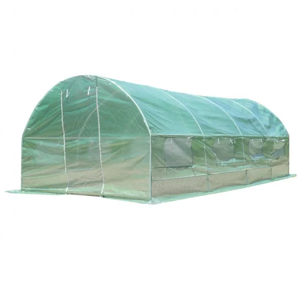 Serre jardin Tunnel 18m2/7m2 PE Serre à tomates en Acier Antirouille avec Zip recto-verso Anti-UV Imperméable -style 1