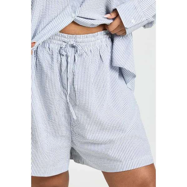 Short Ample À Rayures Tissées Grande Taille