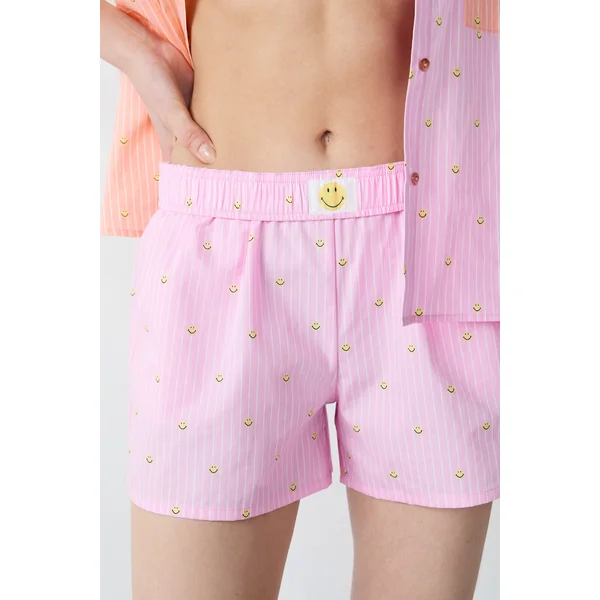 Short de pyjama à rayures en coton Smiley®ORIGINALS