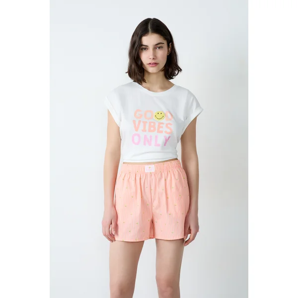 Short de pyjama à rayures en coton Smiley®ORIGINALS