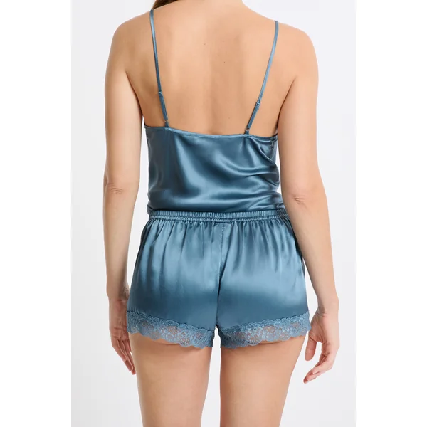Short en soie détails dentelle