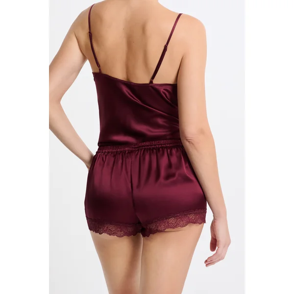 Short en soie détails dentelle