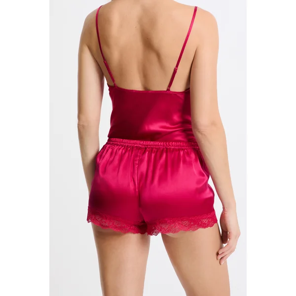 Short en soie détails dentelle