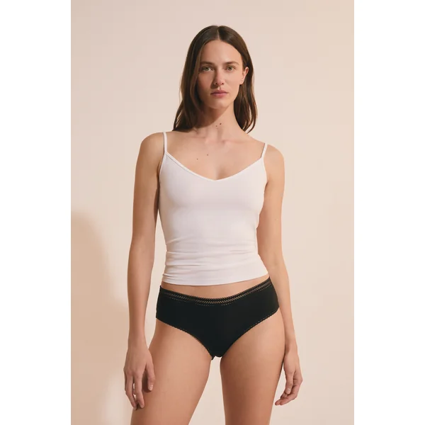 Shorty en microfibre détails dentelle