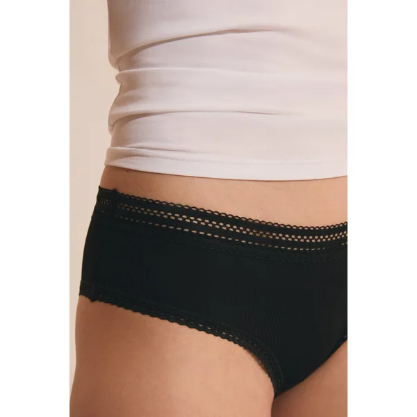 Shorty en microfibre détails dentelle