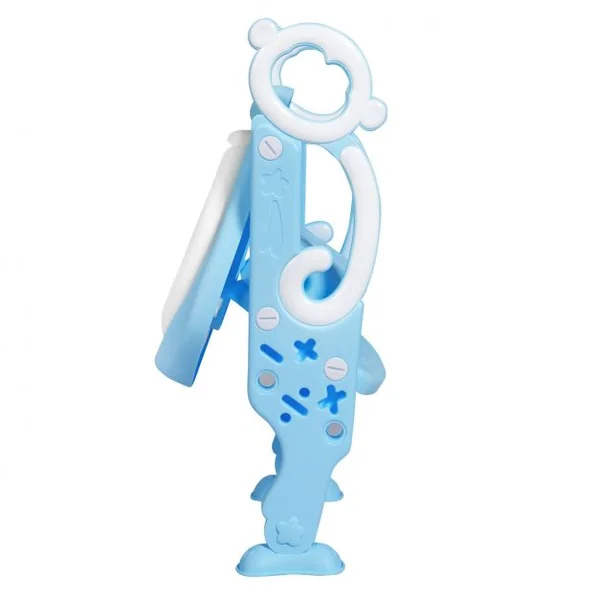 Siège de Toilettes pour Enfants de 1 à 8 Ans Réglable Pliable Siège Rembourré Marche Large Capacité 50 kg Bleu + Blanc