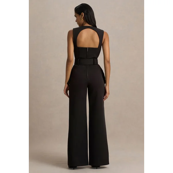 Solice | Combinaison tailleur noire à encolure carrée