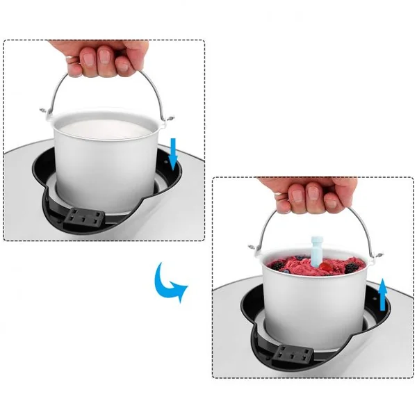 Sorbetière Machine à Glace 1,5 L en Acier Inoxydable avec Affichage LED
