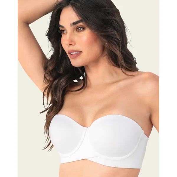 Soutien-gorge sans bretelles idéal pour les poitrines moyennes à fortes.