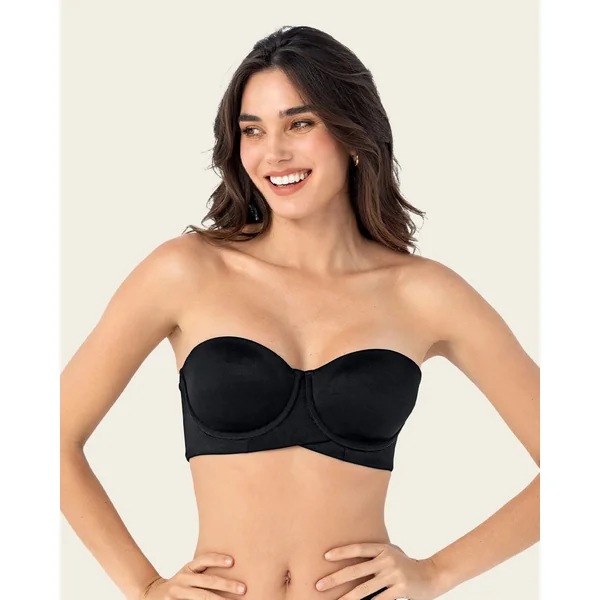 Soutien-gorge sans bretelles idéal pour les poitrines moyennes à fortes.