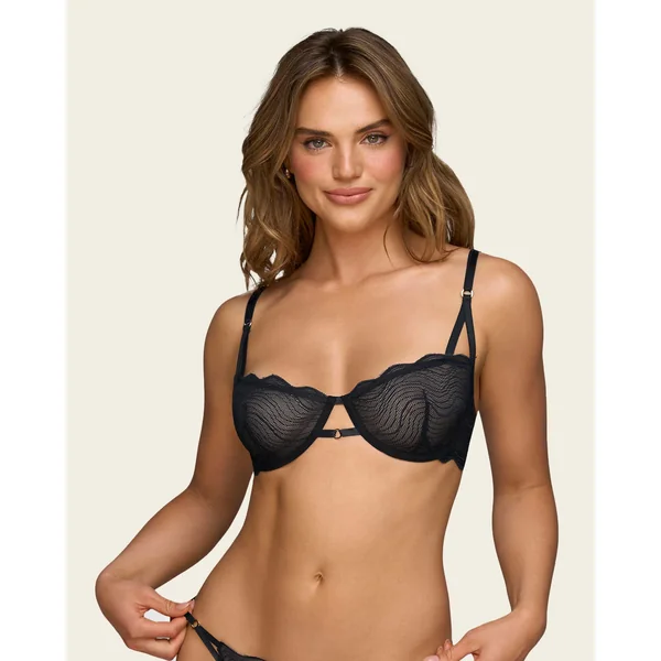 Soutien-gorge à armatures en dentelle transparente festonnée non doublé