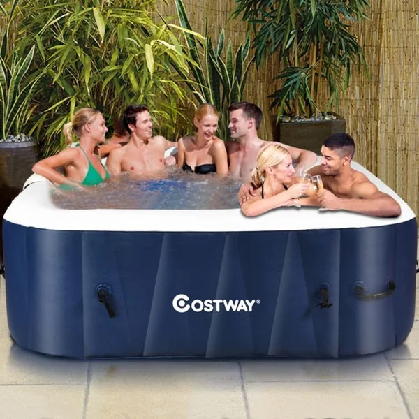 Spa Gonflable Carré 900l pour 6 Personnes 220v-240v Gonflage Automatique 1800w en Pvc Pp Abs 185x185x65cm Bleu
