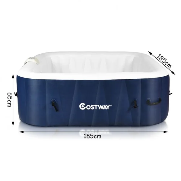Spa Gonflable Carré 900l pour 6 Personnes 220v-240v Gonflage Automatique 1800w en Pvc Pp Abs 185x185x65cm Bleu