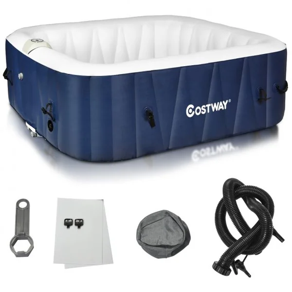 Spa Gonflable Carré 900l pour 6 Personnes 220v-240v Gonflage Automatique 1800w en Pvc Pp Abs 185x185x65cm Bleu