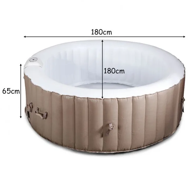 Spa Gonflable Rond 800l pour 4 Personnes 220v-240v Gonflage Automatique 1800w en Pvc Pp Abs 180x180x65cm Beige