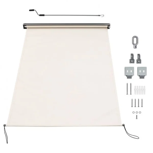 Store Enrouleur Occultant Polyester 140x250CM Écran Imperméable pour Fenêtres et Portes Beige