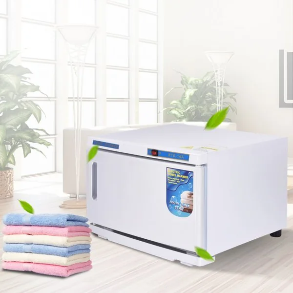 Stérilisateur de serviettes 16 L Chauffe-serviettes 200W Stérilisateur Lumière UV Température réglable, 45 x 40 x 30 cm