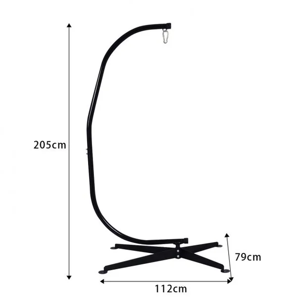 Support de hamac ou pour chaise suspendue Capacité 150 KG, en Fer de Haute Qualité, Moderne et stable, 112x79x205, Noir