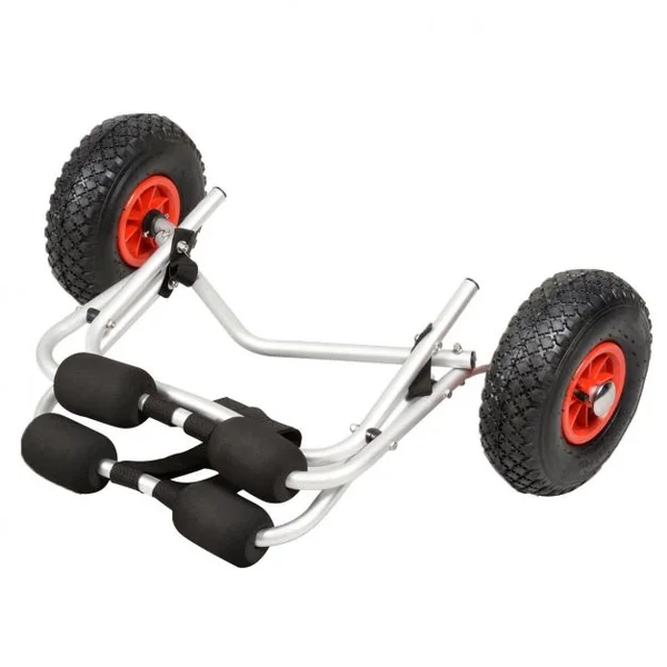 Support de remorquage pour canoë-kayak en aluminium Capacité de charge 100kg, 2 roues 1 sangle de 4.5 m, 70 x 50 x 26 cm