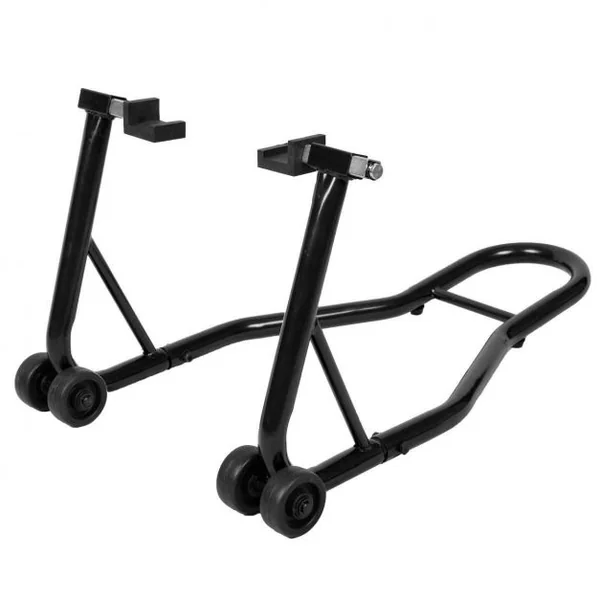 Support de Roue Béquille d'Atelier à Roulettes Paddock Lève Moto avec Bras Réglable en Acier 80x50x40cm Noir/Rouge