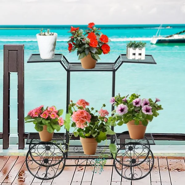 Support Métallique pour Jardin Support des Plantes en Pots 6 Etages Noir