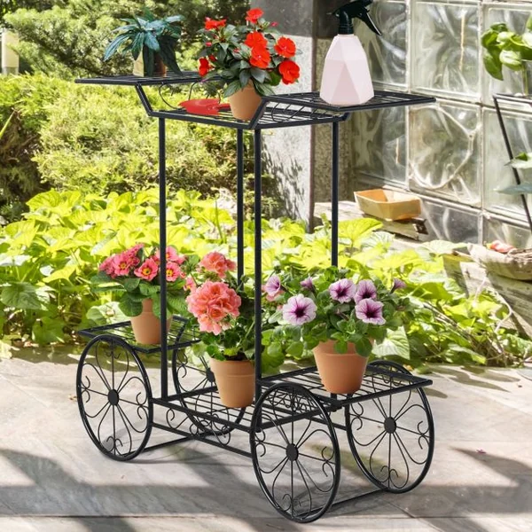 Support Métallique pour Jardin Support des Plantes en Pots 6 Etages Noir