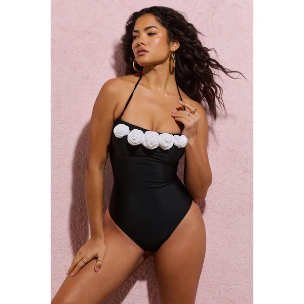 Susy | Maillot de bain noir à col bénitier et corsage blanc
