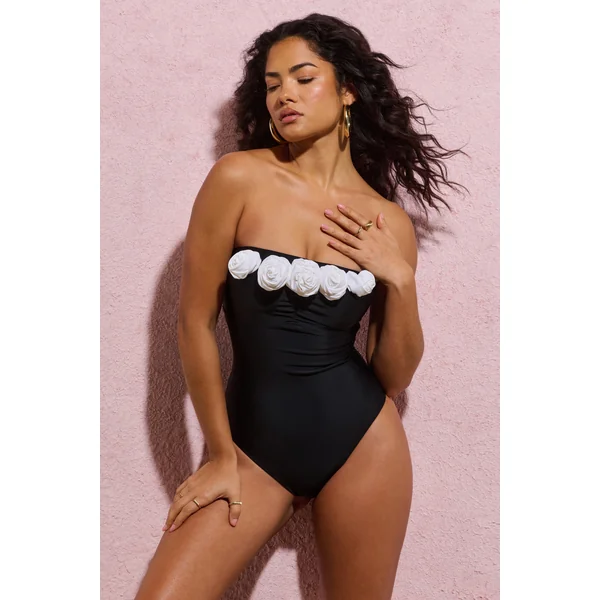 Susy | Maillot de bain noir à col bénitier et corsage blanc