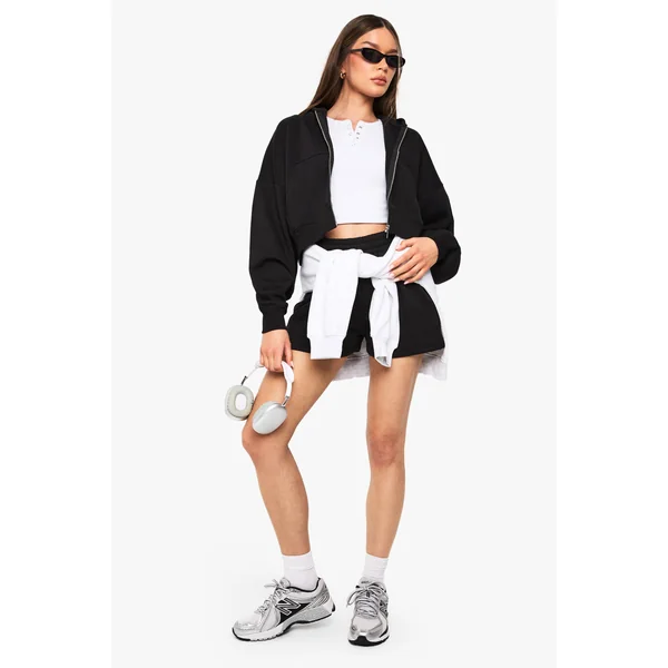 Sweat À Casynthétiqueche Oversize Zippé Avec Manches Ballon Bouffantes Coupe Ample Tall