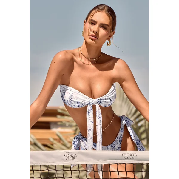 Symi | Bas de bikini avec détails de nœud et imprimé floral violet