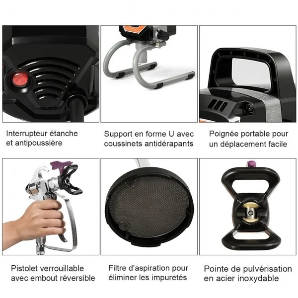 Systeme de Pulverisation de Peinture à Haute Pression 3000PSI Fonctionnement en Courant fort 1,5 L/min