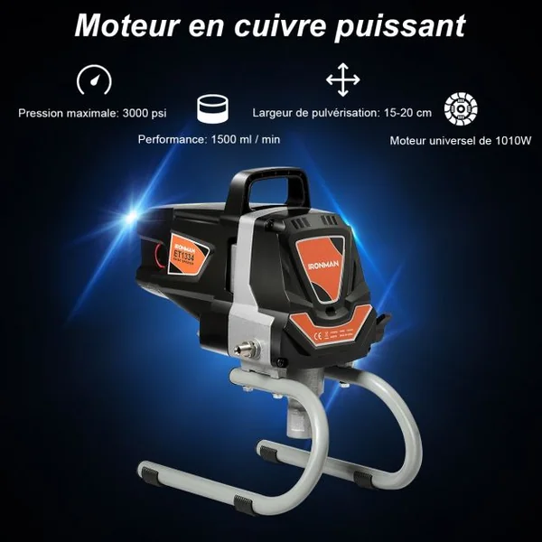 Systeme de Pulverisation de Peinture à Haute Pression 3000PSI Fonctionnement en Courant fort 1,5 L/min