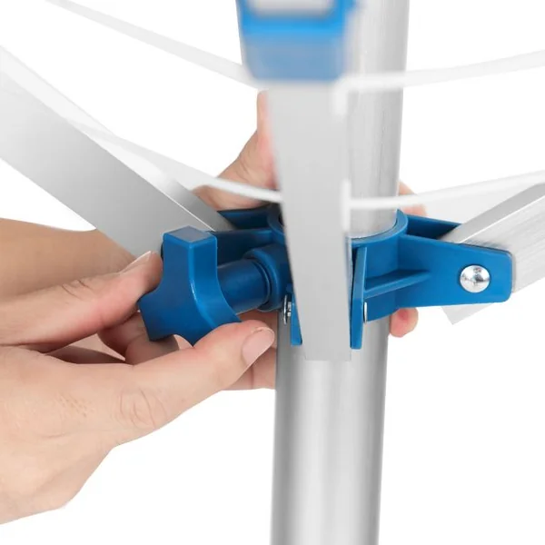 Séchoir à Linge Extérieur / Intérieur Pliable Support en Aluminium 100 x 100 x 150 cm avec 16 m corde à linge Hauteur Réglable