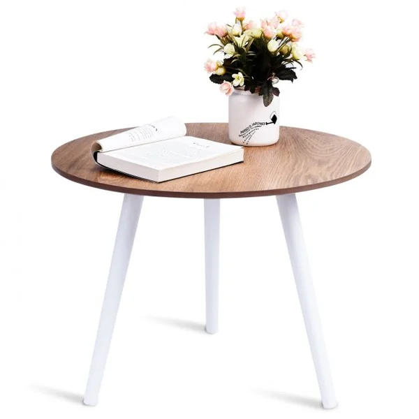 Table basse design moderne Table ronde en bois Table d’activité pour enfant, 56 x 43 cm (D x H), Bicolore